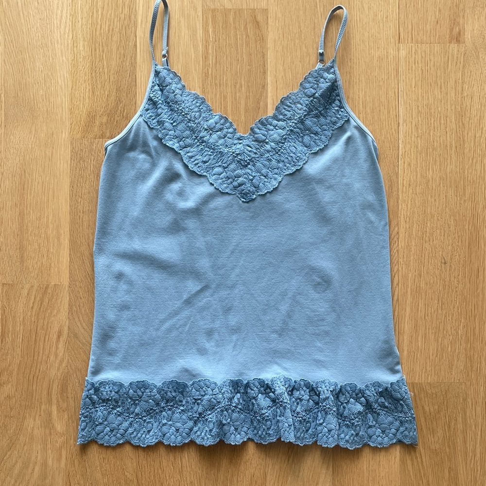 Blue Lace Trim Women's Top